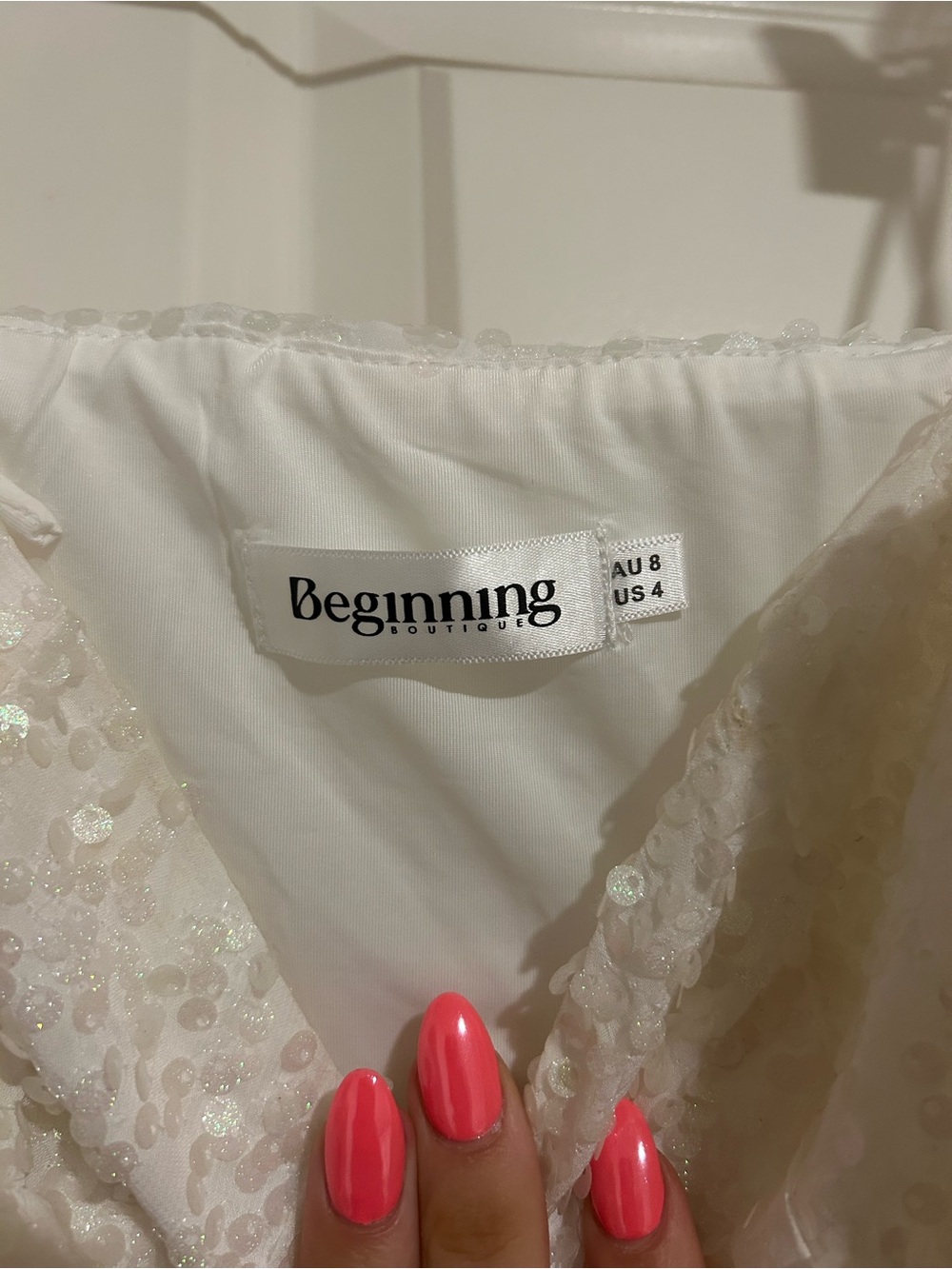 Beginning Boutique White Sequin Mini Dress